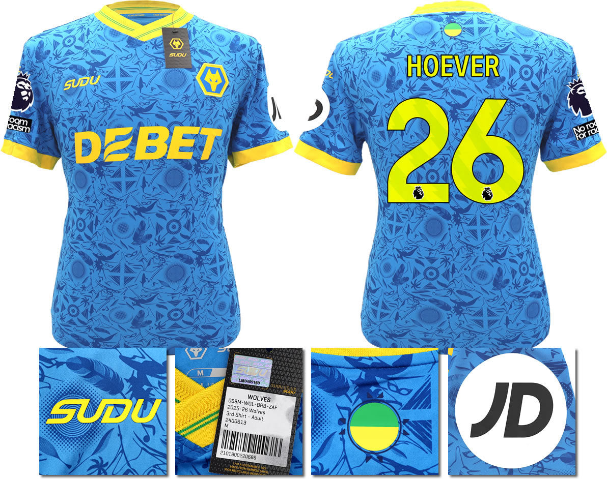 BNWT 2025/2026 WOLVERHAMPTON WANDERERS F.C.  SUDU THIRD SHIRT HOEVER 26