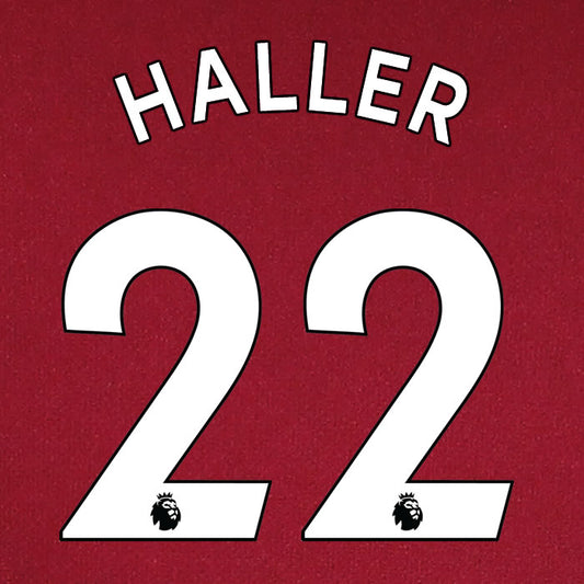2019 2020 WEST HAM HALLER 22 WHITE HOME OFFICIAL PLAYER SIZE NAME SET