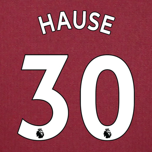 2019 2020 ASTON VILLA HAUSE 30 WHITE HOME OFFICIAL PLAYER SIZE NAME SET