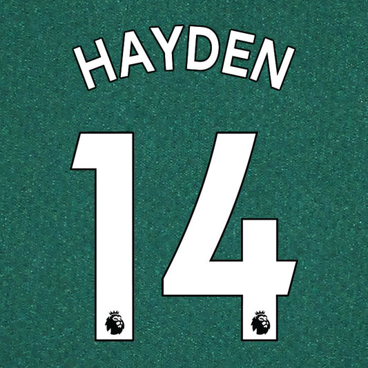 2019 2020 NEWCASTLE UNITED HAYDEN 14 WHITE AWAY OFFICIAL PLAYER SIZE NAME SET