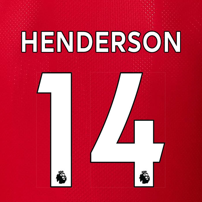 2019 2020 LIVERPOOL HENDERSON 14 WHITE HOME OFFICIAL PLAYER SIZE NAME SET