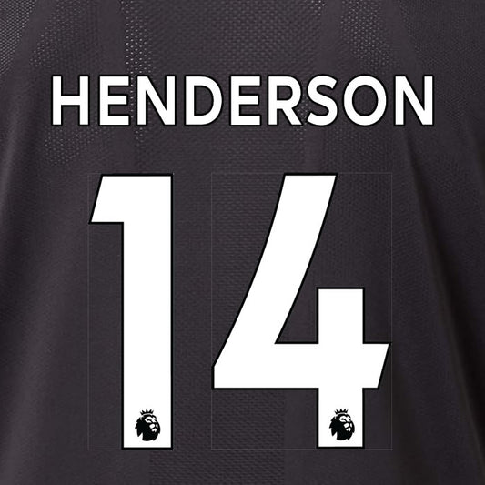 2019 2020 LIVERPOOL HENDERSON 14 WHITE AWAY OFFICIAL PLAYER SIZE NAME SET