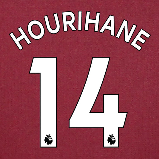 2019 2020 ASTON VILLA HOURIHANE 14 WHITE HOME OFFICIAL PLAYER SIZE NAME SET