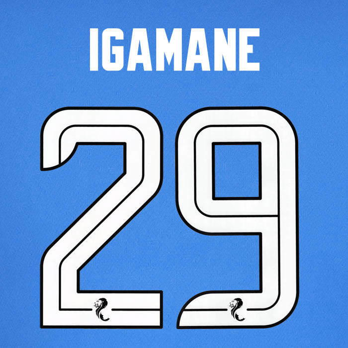 2024 2025 Rangers IGAMANE 29 WHITE HOME OFFICIAL PLAYER SIZE NAMESET
