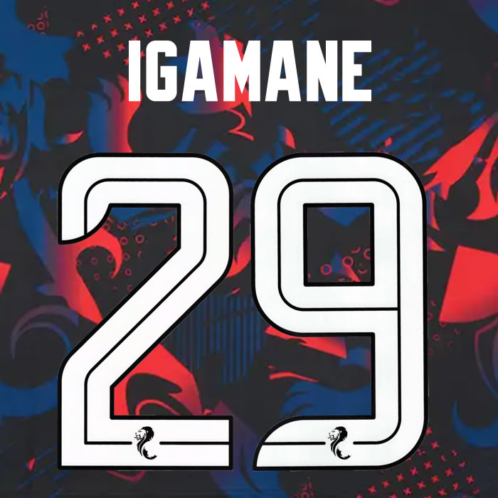 2024 2025 Rangers IGAMANE 29 WHITE 3RD OFFICIAL PLAYER SIZE NAMESET