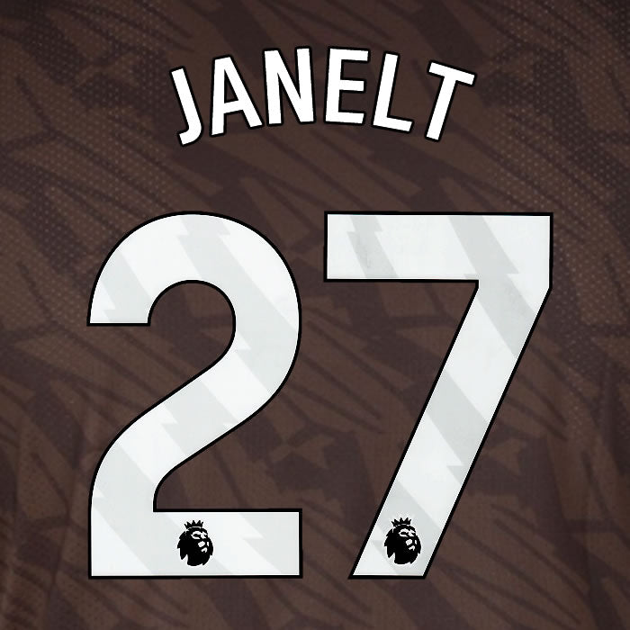 2025 2026 BRENTFORD JANELT 27 WHITE AWAY PLAYER SIZE NAME SET