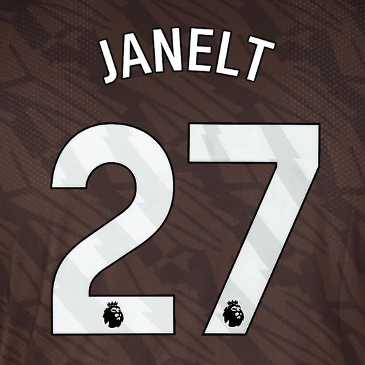 2025 2026 BRENTFORD JANELT 27 WHITE AWAY PLAYER SIZE NAME SET