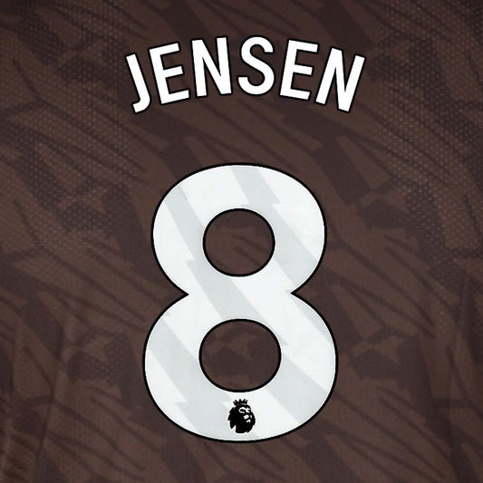 2025 2026 BRENTFORD JENSEN 8 WHITE AWAY PLAYER SIZE NAME SET