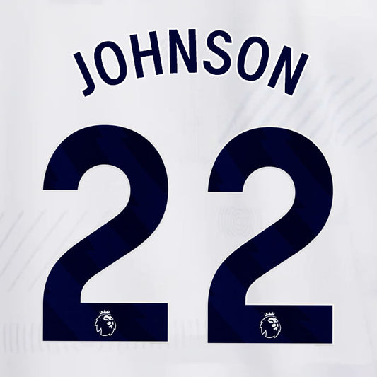 2023 2024 OFFICIAL TOTTENHAM HOTSPUR JOHNSON 22 HOME PLAYER SIZE NAME SET