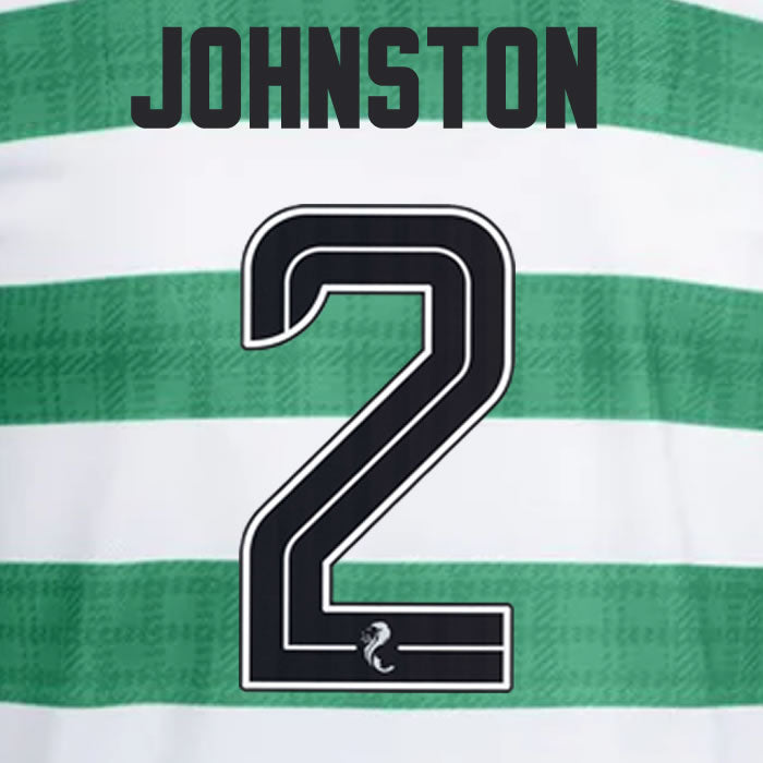 2025 2026 Celtic JOHNSTON 2 WHITE HOME OFFICIAL PLAYER SIZE NAMESET
