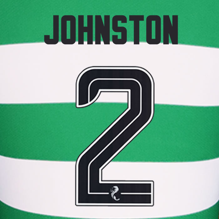 2024 2025 Celtic JOHNSTON 2 WHITE HOME OFFICIAL PLAYER SIZE NAMESET
