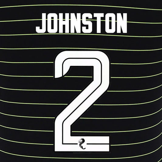 2025 2026 Celtic JOHNSTON 2 WHITE AWAY OFFICIAL PLAYER SIZE NAMESET
