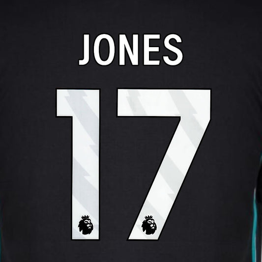 2024 2025 OFFICIAL LIVERPOOL JONES 17 BLACK AWAY PLAYER SIZE NAMESET