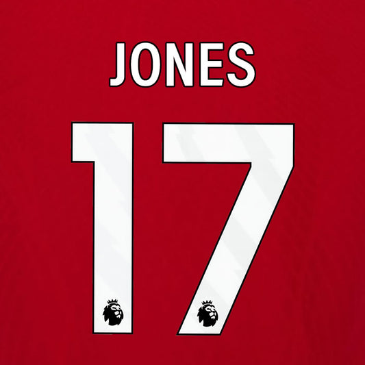 2023 2024 OFFICIAL LIVERPOOL JONES 17 HOME PLAYER SIZE NAME SET