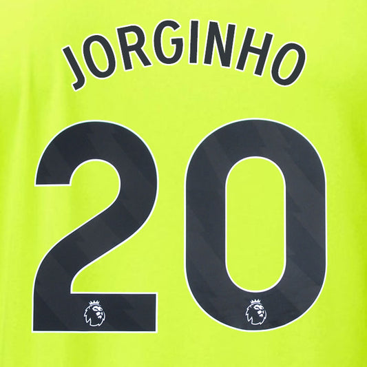 2023 2024 OFFICIAL ARSENAL JORGINHO 20 AWAY PLAYER SIZE NAME SET