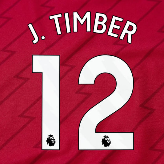 2023 2024 OFFICIAL ARSENAL J. TIMBER 12 HOME PLAYER SIZE NAME SET