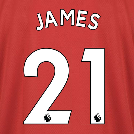 2019 2020 MANCHESTER UNITED JAMES 21 WHITE HOME OFFICIAL PLAYER SIZE NAME SET