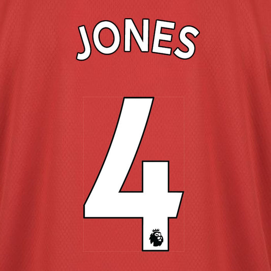 2019 2020 MANCHESTER UNITED JONES 4 WHITE HOME OFFICIAL PLAYER SIZE NAME SET