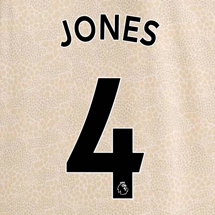 2019 2020 MANCHESTER UNITED JONES 4 WHITE AWAY OFFICIAL PLAYER SIZE NAME SET