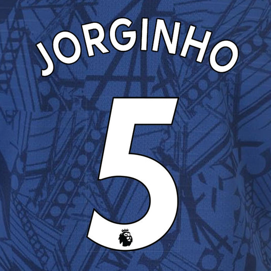 2019 2020 CHELSEA JORGINHO 5 WHITE HOME OFFICIAL PLAYER SIZE NAME SET