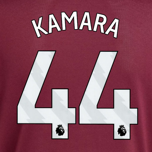 2025 2026 ASTON VILLA KAMARA 44 OFFICIAL WHITE HOME PLAYER SIZE NAMESET
