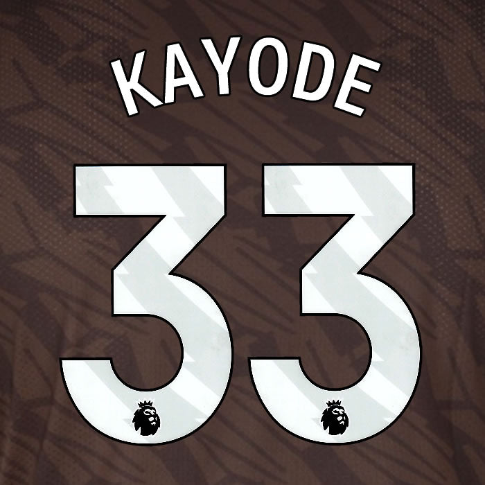 2025 2026 BRENTFORD KAYODE 33 WHITE AWAY PLAYER SIZE NAME SET