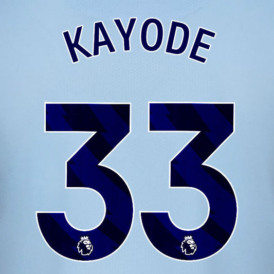 2025 2026 BRENTFORD KAYODE 33 BLACK 3RD PLAYER SIZE NAME SET