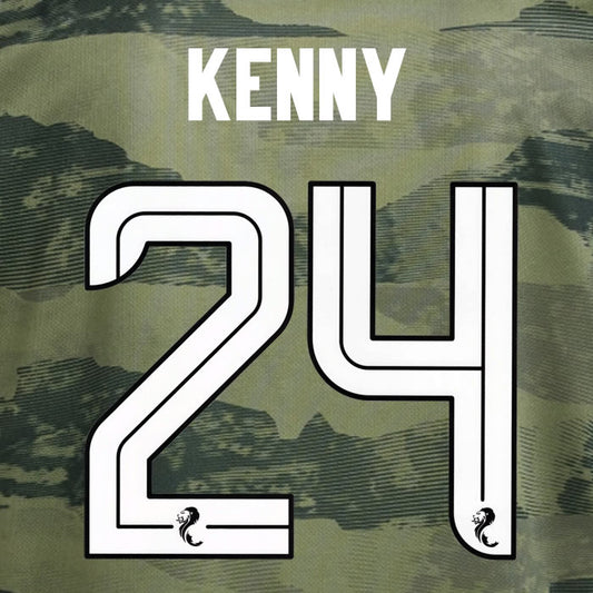 2024 2025 Celtic KENNY 24 WHITE 3RD OFFICIAL PLAYER SIZE NAMESET