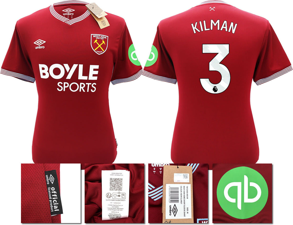 BNWT 2025 2026 WEST HAM HOME SHIRT KILMAN 3 MEN'S