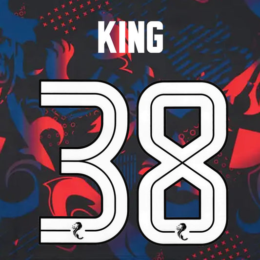 2024 2025 Rangers KING 38 WHITE 3RD OFFICIAL PLAYER SIZE NAMESET