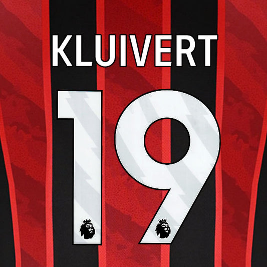 2025 2026 BOURNEMOUTH KLUIVERT 19 WHITE HOME PLAYER SIZE NAME SET
