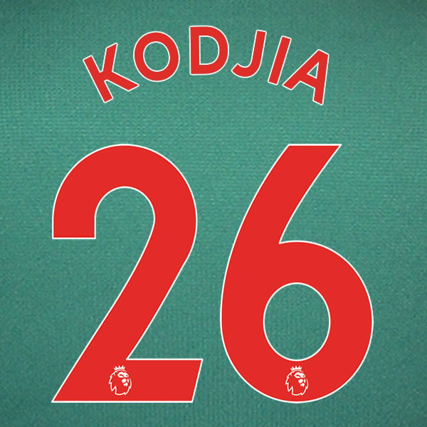 2019 2020 ASTON VILLA KODJIA 26 WHITE 3RD OFFICIAL PLAYER SIZE NAME SET