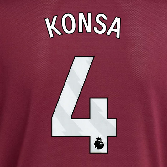2025 2026 ASTON VILLA KONSA 4 OFFICIAL WHITE HOME PLAYER SIZE NAMESET