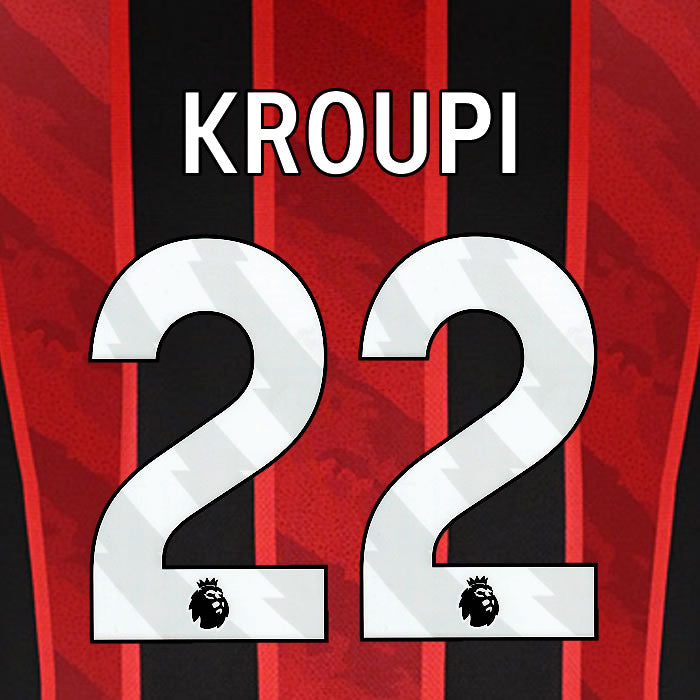 2025 2026 BOURNEMOUTH KROUPI 22 WHITE HOME PLAYER SIZE NAME SET
