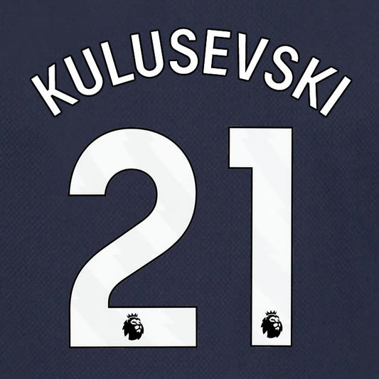 2023 2024 OFFICIAL TOTTENHAM HOTSPUR KULUSEVSKI 21 AWAY PLAYER SIZE NAME SET