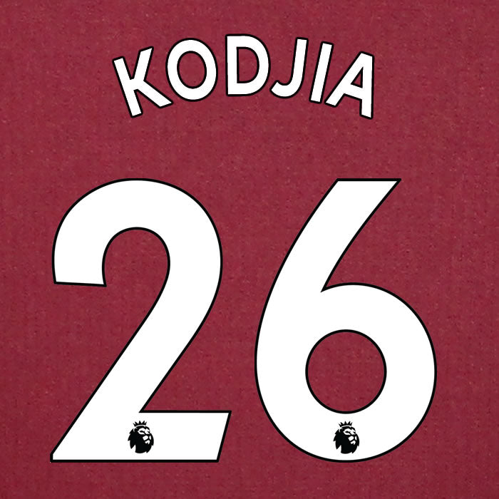 2019 2020 ASTON VILLA KODJIA 26 WHITE HOME OFFICIAL PLAYER SIZE NAME SET