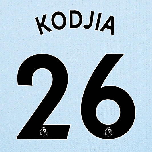 2019 2020 ASTON VILLA KODJIA 26 WHITE AWAY OFFICIAL PLAYER SIZE NAME SET