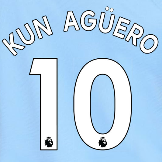 2019 2020 MANCHESTER CITY KUN AGUERO 10 WHITE HOME OFFICIAL PLAYER SIZE NAME SET