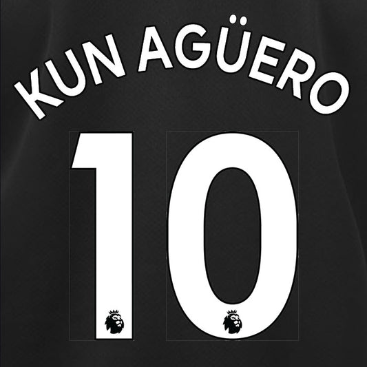 2019 2020 MANCHESTER CITY KUN AGUERO 10 WHITE AWAY OFFICIAL PLAYER SIZE NAME SET
