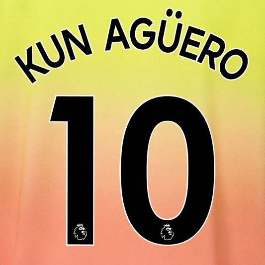 2019 2020 MANCHESTER CITY KUN AGUERO 10 WHITE 3RD OFFICIAL PLAYER SIZE NAME SET