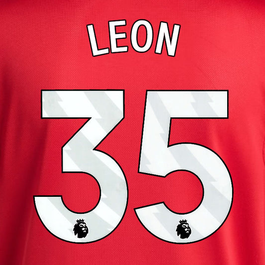 2025 2026 MANCHESTER UNITED LEÓN 35 HOME WHITE PLAYER SIZE NAMESET