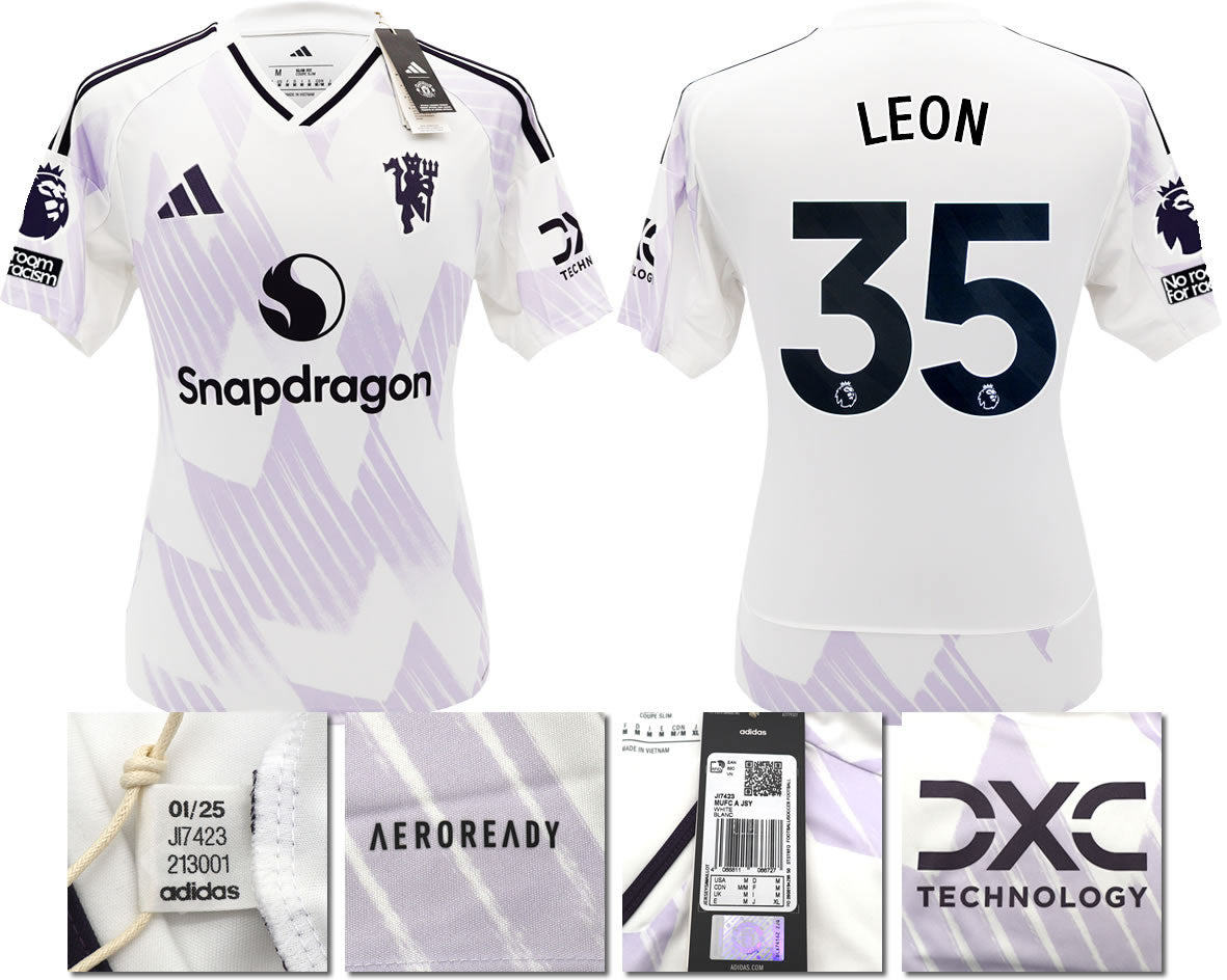 BNWT 2025 2026 MANCHESTER UNITED ADIDAS AWAY SHIRT LEON 35 MEN'S