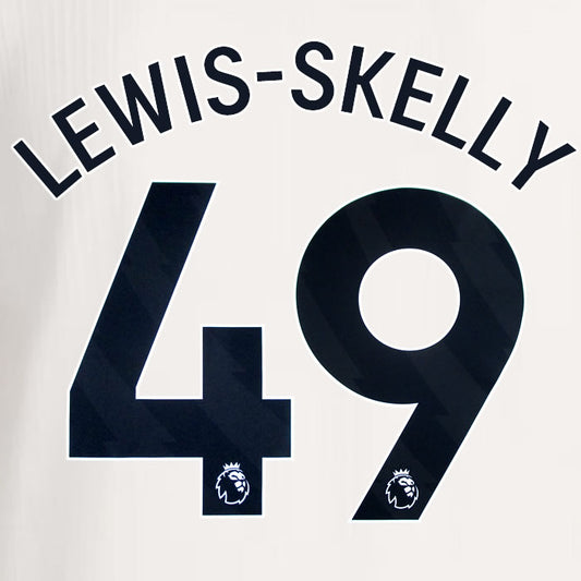 2025 2026 ARSENAL LEWIS SKELLY 49 BLACK 3RD OFFICIAL PLAYER SIZE NAMESET