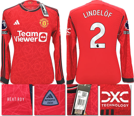 BNWT 2023 2024 AUTHENTIC MANCHESTER UNITED ADIDAS HOME SHIRT LS LINDELÖF 2