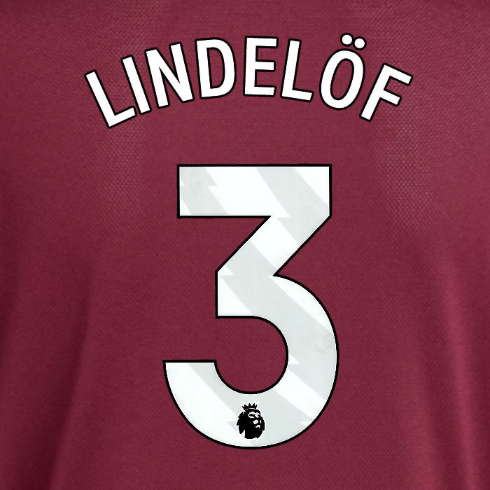 2025 2026 ASTON VILLA LINDELOF 3 OFFICIAL WHITE HOME PLAYER SIZE NAMESET