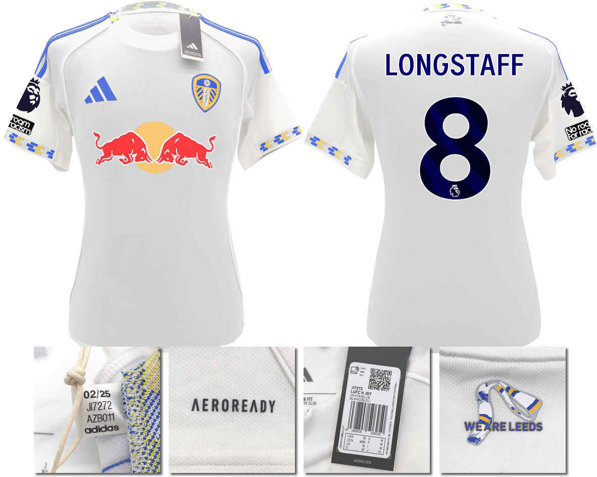 BNWT 2025/2026 Leeds United FC adidas LONGSTAFF 8 Home Shirt – Official Player Options Available