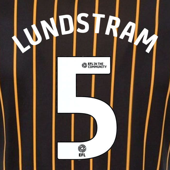 2025 2026 Hull City LUNDSTRAM 5 WHITE AWAY OFFICIAL PLAYER SIZE NAMESET