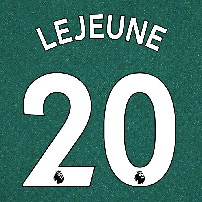 2019 2020 NEWCASTLE UNITED LEJEUNE 20 WHITE AWAY OFFICIAL PLAYER SIZE NAME SET