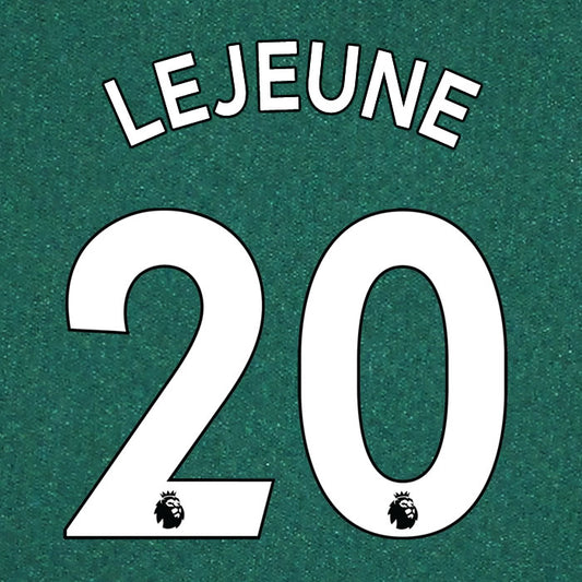 2019 2020 NEWCASTLE UNITED LEJEUNE 20 WHITE AWAY OFFICIAL PLAYER SIZE NAME SET