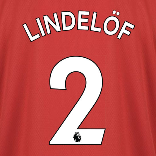 2019 2020 MANCHESTER UNITED LINDELÖF 2 WHITE HOME OFFICIAL PLAYER SIZE NAME SET